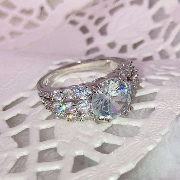 3.87ct White Sapphire Chunky Paved 925 Silver Bling Ring - Picture 5 of 10